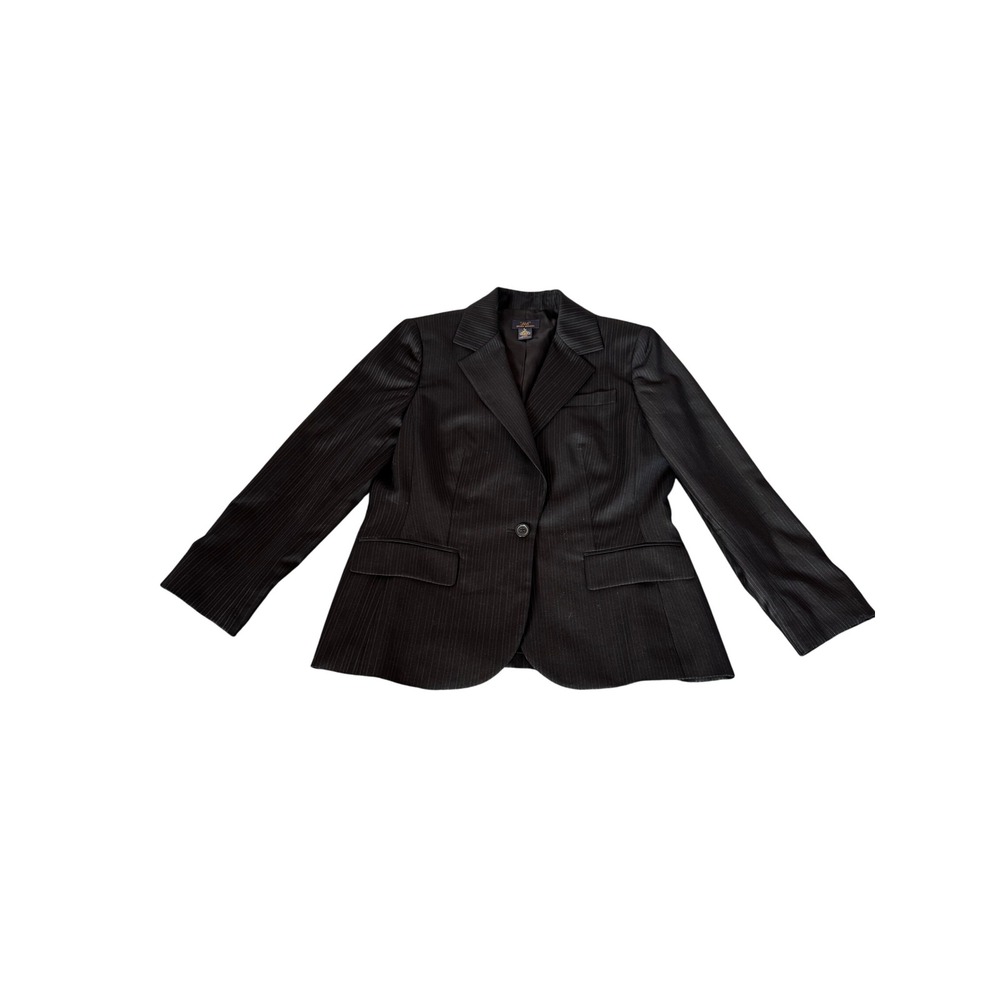 Brooks Brothers 346 Womens Black Wool Pinstripe Blazer Jacket Size 10